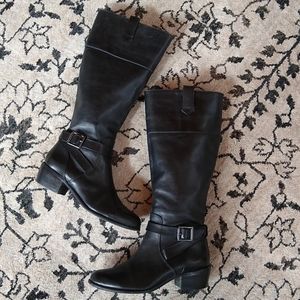 Arturo Chiang Black Leather Riding Boots Size 6.5 M
